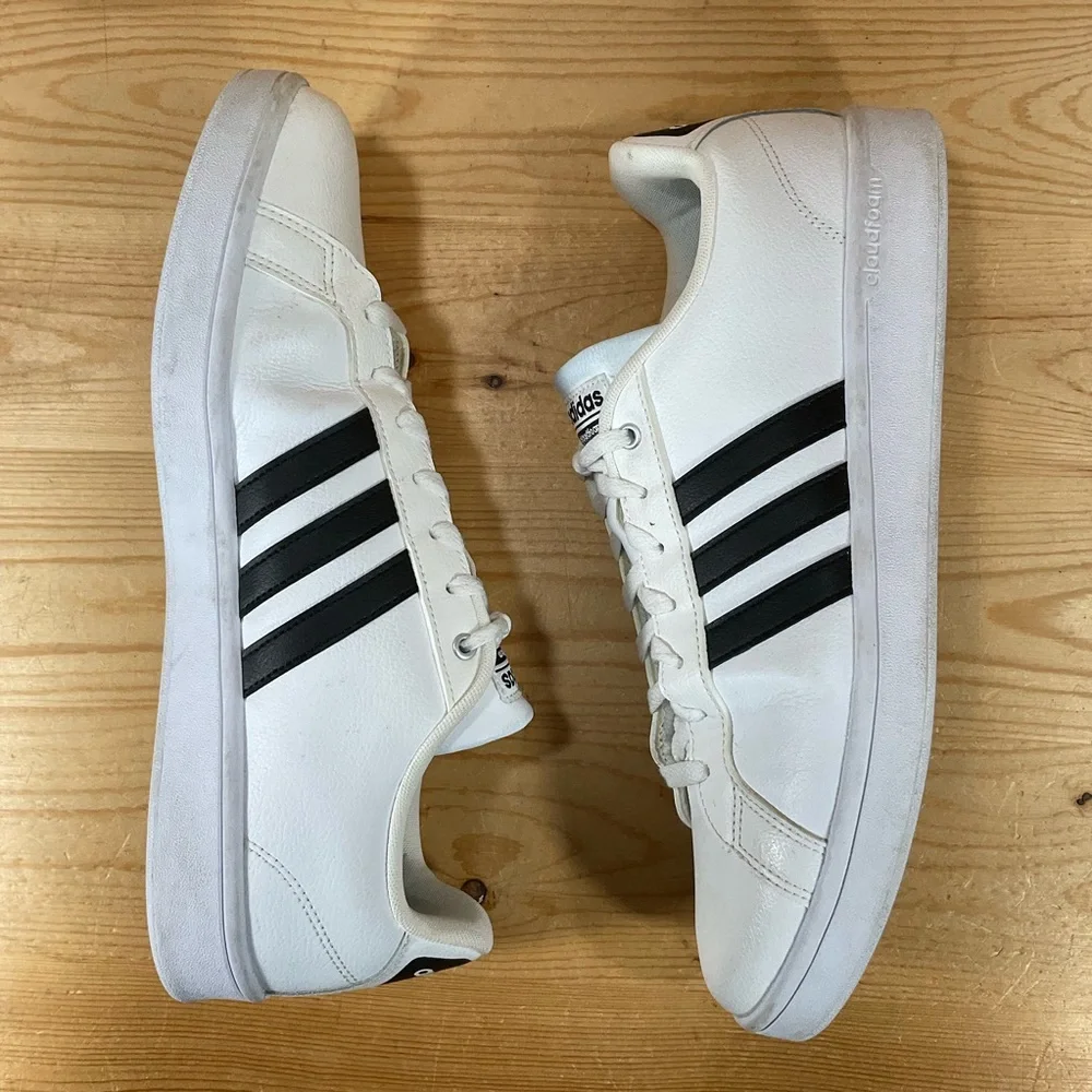 ADIDAS Cloudfoam Advantage Athletic Shoes Men's 13 White Black Leather AW4294